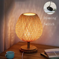 Bambus Tischlampe | Nachhaltig Vintage Stilvoll Stimmungsvolles Dimmen Rund-Dimmen hout klein H36 cm * B23 cm-Luzern Mode
