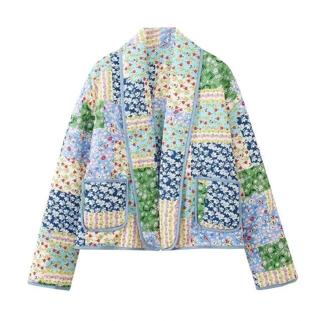 Boho Kimono Jacke Damen - Gemustertes Design, Leicht-Grün-XS-Luzern Mode