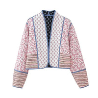 Boho Kimono Jacke Damen - Gemustertes Design, Leicht-Rosa-XS-Luzern Mode