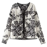 Boho Kimono Jacke Damen - Gemustertes Design, Leicht-Schwarz-XS-Luzern Mode