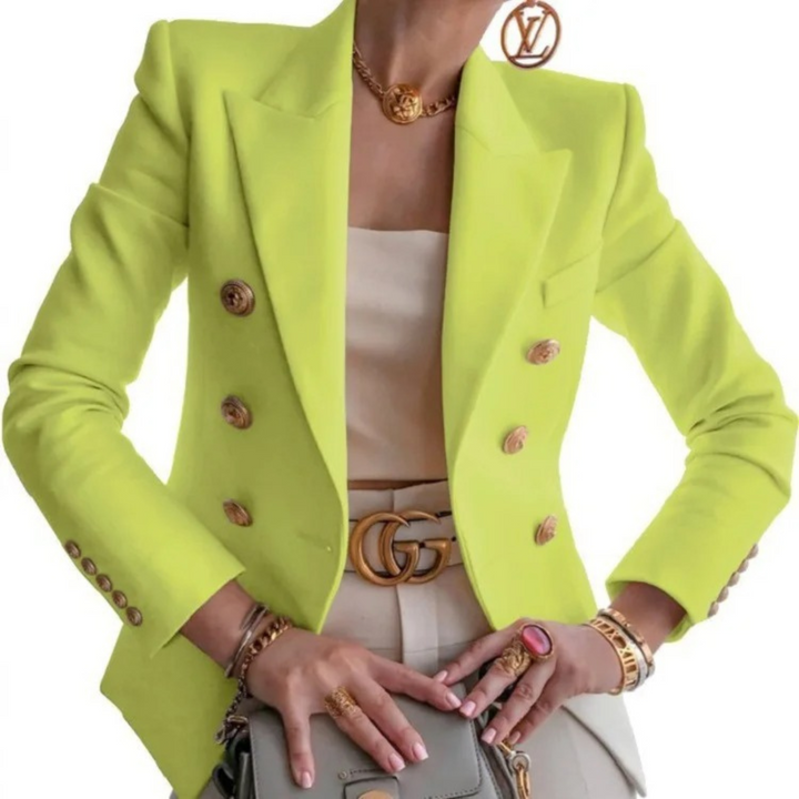 Damen Blazer Doppelreihig Elegant Business Modejacke-Grün-S-Luzern Mode