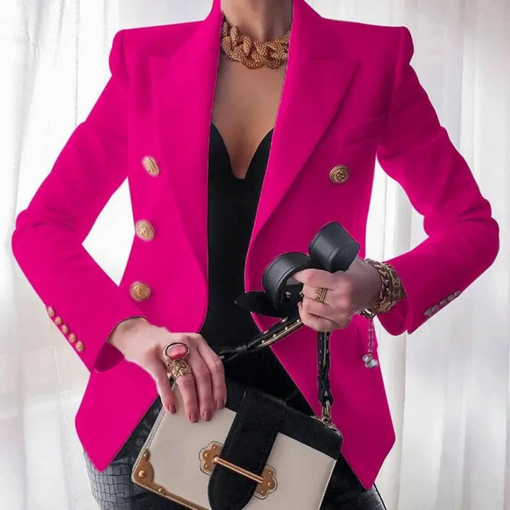 Damen Blazer Doppelreihig Elegant Business Modejacke-Rosa-S-Luzern Mode
