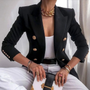 Damen Blazer Doppelreihig Elegant Business Modejacke-Schwarz-S-Luzern Mode