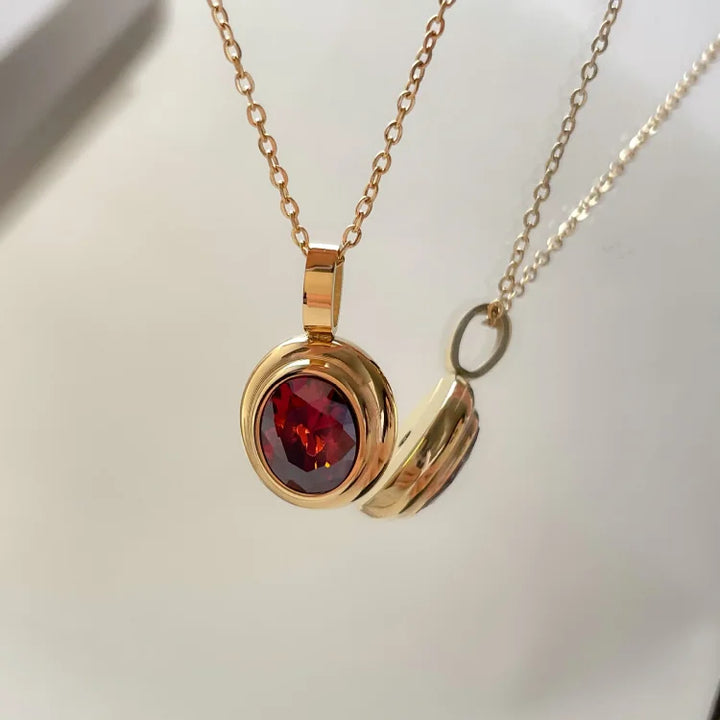 Edelsteinkette | Vielseitig Vintage Stilvoll Langlebig Verstellbar-Rot Oval-Luzern Mode