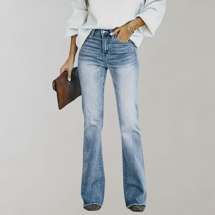 Damenjeans mit hoher Taille - Bequeme Passform, modisch-Himmelblau-XS-Luzern Mode