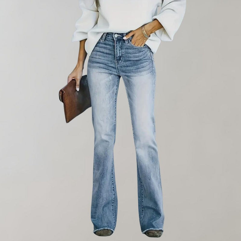 Damenjeans mit hoher Taille - Bequeme Passform, modisch-Himmelblau-XS-Luzern Mode