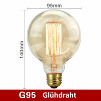 Vintage Glühbirne | Energiesparend | E27 | Bernsteinfarbe | Dimmbart | Retro-G95 Glühdraht-Luzern Mode