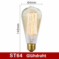 Vintage Glühbirne | Energiesparend | E27 | Bernsteinfarbe | Dimmbart | Retro-ST64 Glühdraht-Luzern Mode