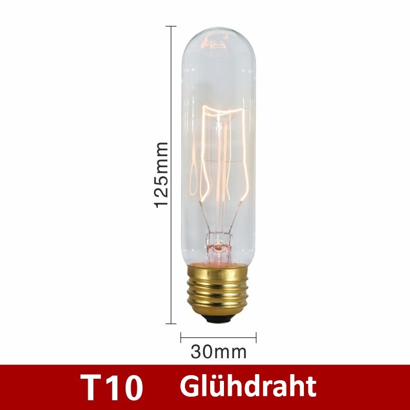 Vintage Glühbirne | Energiesparend | E27 | Bernsteinfarbe | Dimmbart | Retro-T10 Glühdraht-Luzern Mode