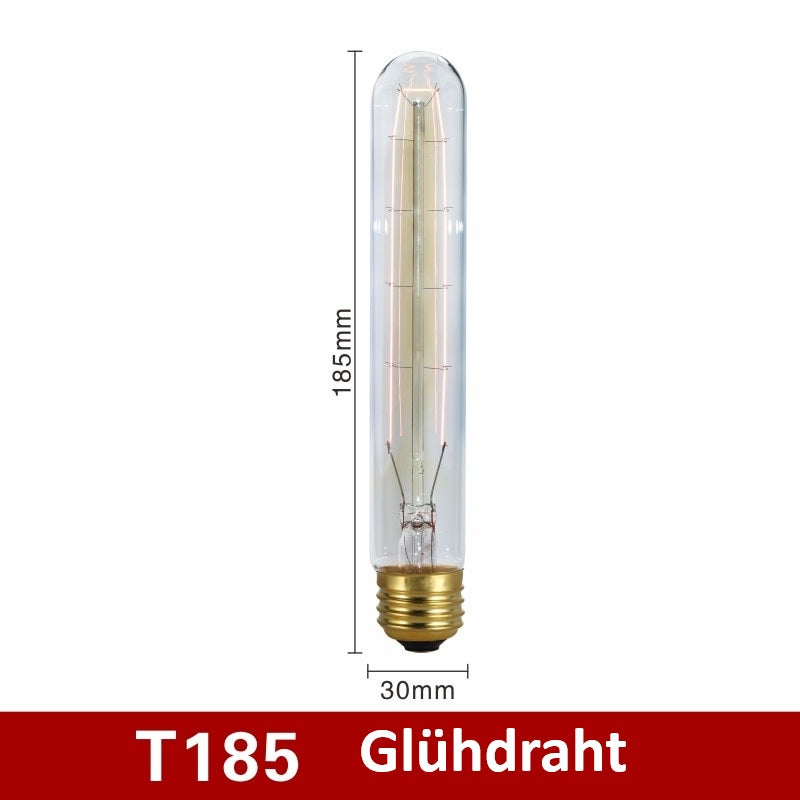 Vintage Glühbirne | Energiesparend | E27 | Bernsteinfarbe | Dimmbart | Retro-T185 Glühdraht-Luzern Mode
