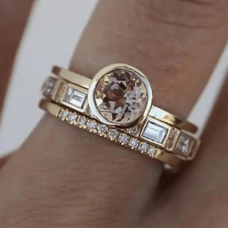 Goldener Ring | Kristalle Funkelnd Stilvoll Vintage Einzigartig Langlebig-6-Luzern Mode