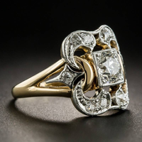 Goldener Ring | Quadratisch Zirkonia Einzigartig Stilvoll Langlebig Vintage-6-Luzern Mode