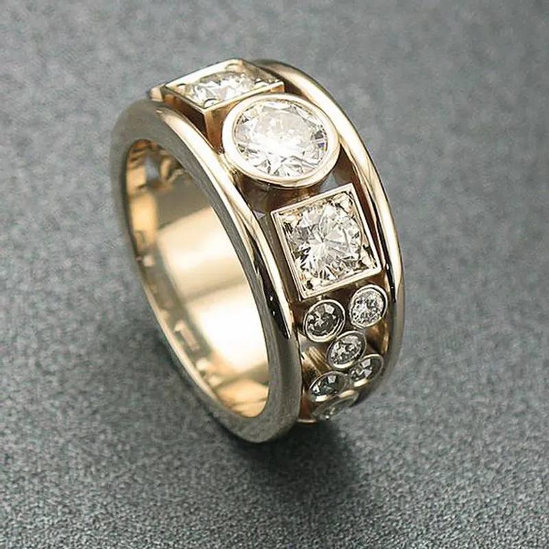 Goldener Ring | Vintage Handgefertigt Zirkonia Stilvoll Vielseitig Trendig-6-Luzern Mode