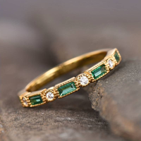 Goldener Ring | Grün Zirkonia Stilvoll Langlebig Vielseitig Klassisch-6-Luzern Mode