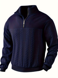 Herren Strickpullover mit Zopfmuster für kalte Tage-Dunkelblau-S-Luzern Mode