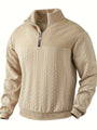Herren Strickpullover mit Zopfmuster für kalte Tage-Khaki-S-Luzern Mode