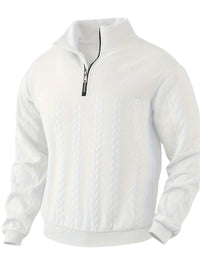 Herren Strickpullover mit Zopfmuster für kalte Tage-Weiß-S-Luzern Mode