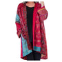 Boho Damen Kimono Cardigan mit Ethno-Muster und Taschen-Rosa-S-Luzern Mode