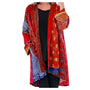 Boho Damen Kimono Cardigan mit Ethno-Muster und Taschen-Rot-S-Luzern Mode