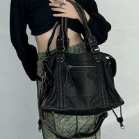 Damen Lederhandtasche mit Reißverschluss und Tragegriff-Luzern Mode