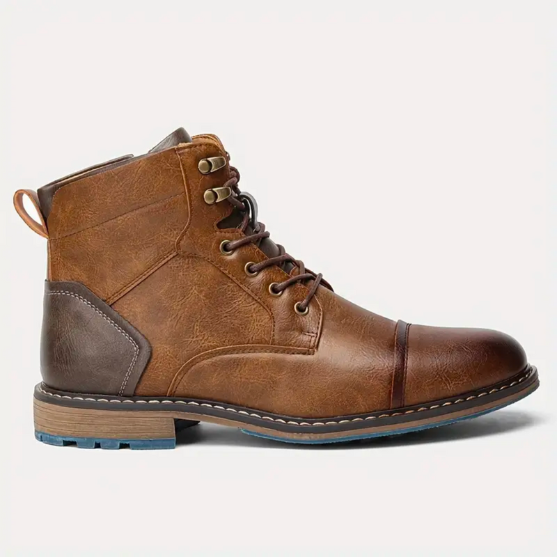 Herren Lederstiefel mit Schnürung und robuster Sohle-Luzern Mode