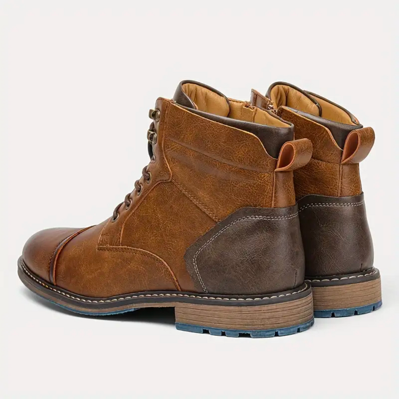 Herren Lederstiefel mit Schnürung und robuster Sohle-Luzern Mode
