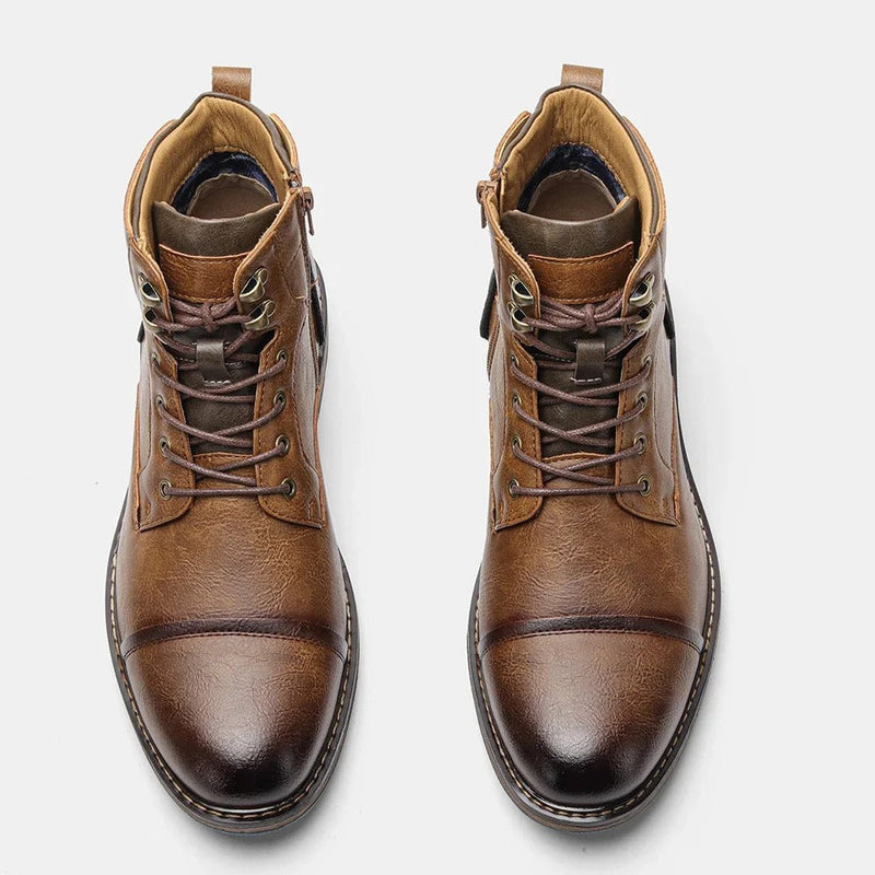 Herren Lederstiefel Vintage Look mit Schnürung-Luzern Mode