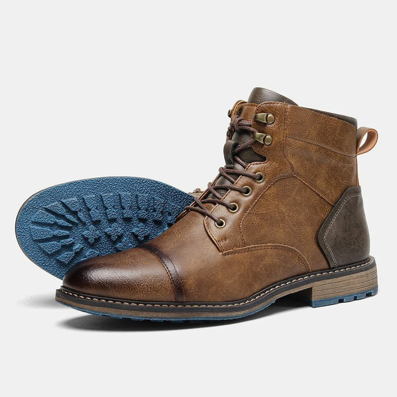 Herren Lederstiefel Vintage Look mit Schnürung-Luzern Mode
