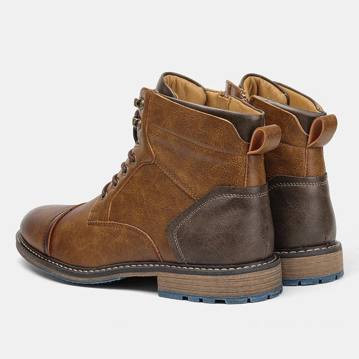 Herren Lederstiefel Vintage Look mit Schnürung-Luzern Mode