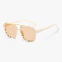 Oversized Sonnenbrille | Eckig | Unisex | UV-Schutz | Kunststoff-Beige-Luzern Mode