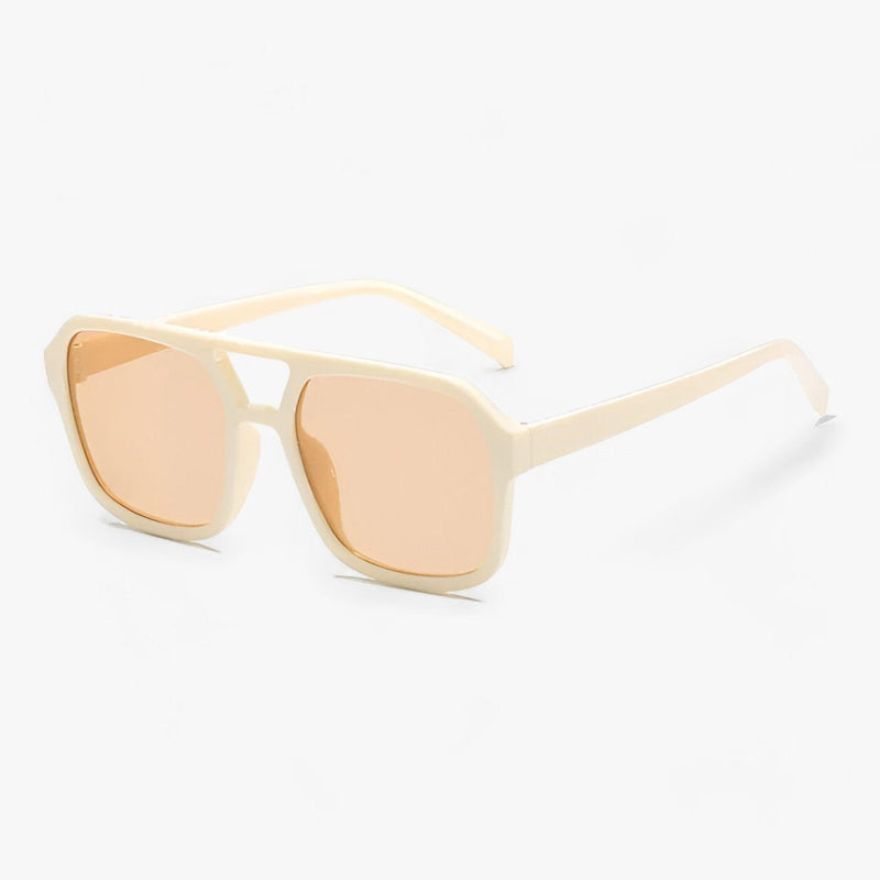 Oversized Sonnenbrille | Eckig | Unisex | UV-Schutz | Kunststoff-Beige-Luzern Mode