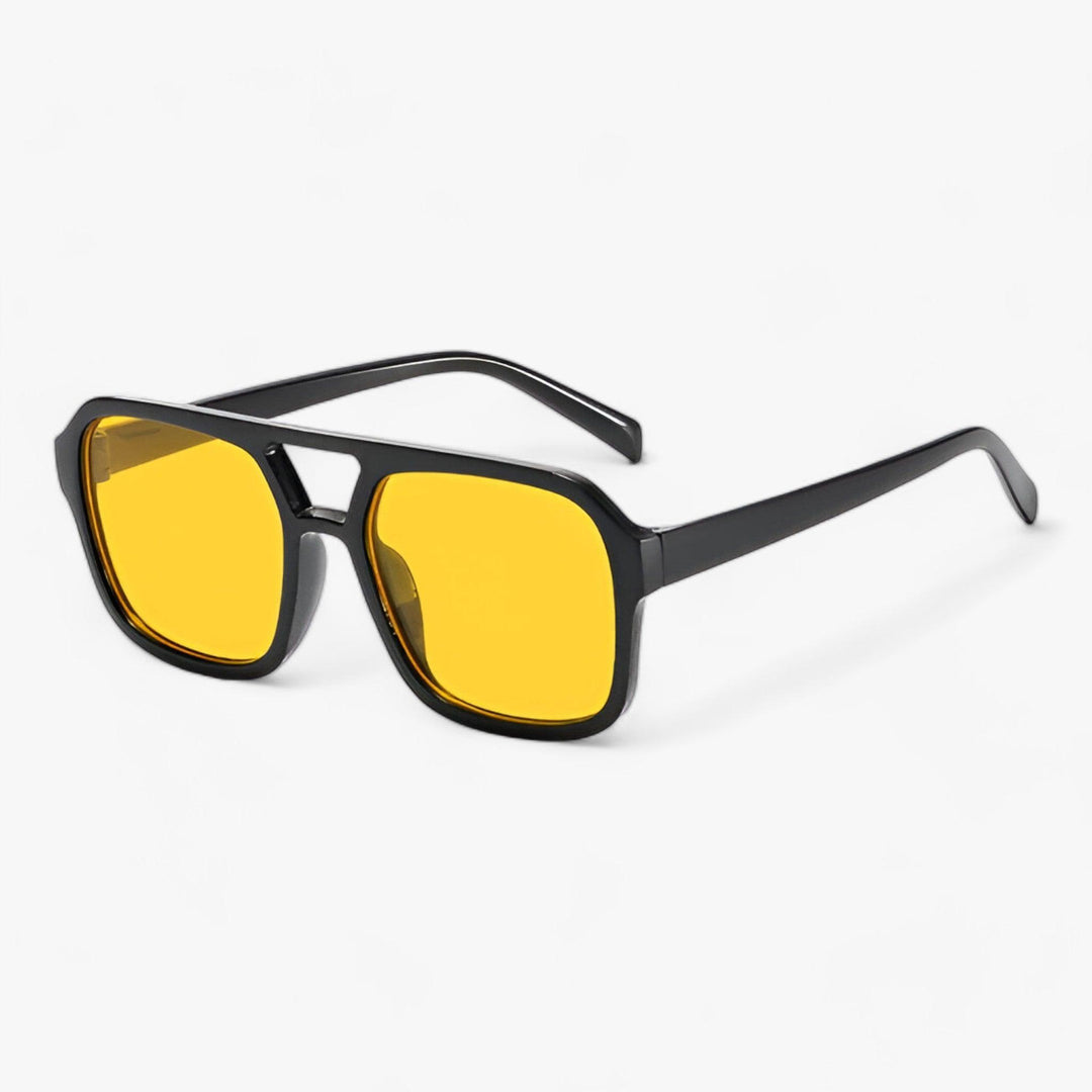 Oversized Sonnenbrille | Eckig | Unisex | UV-Schutz | Kunststoff-Gelb-Luzern Mode