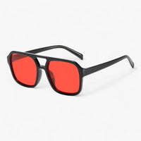 Oversized Sonnenbrille | Eckig | Unisex | UV-Schutz | Kunststoff-Rot-Luzern Mode