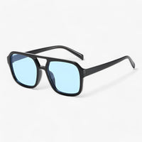 Oversized Sonnenbrille | Eckig | Unisex | UV-Schutz | Kunststoff-Silber Blau-Luzern Mode