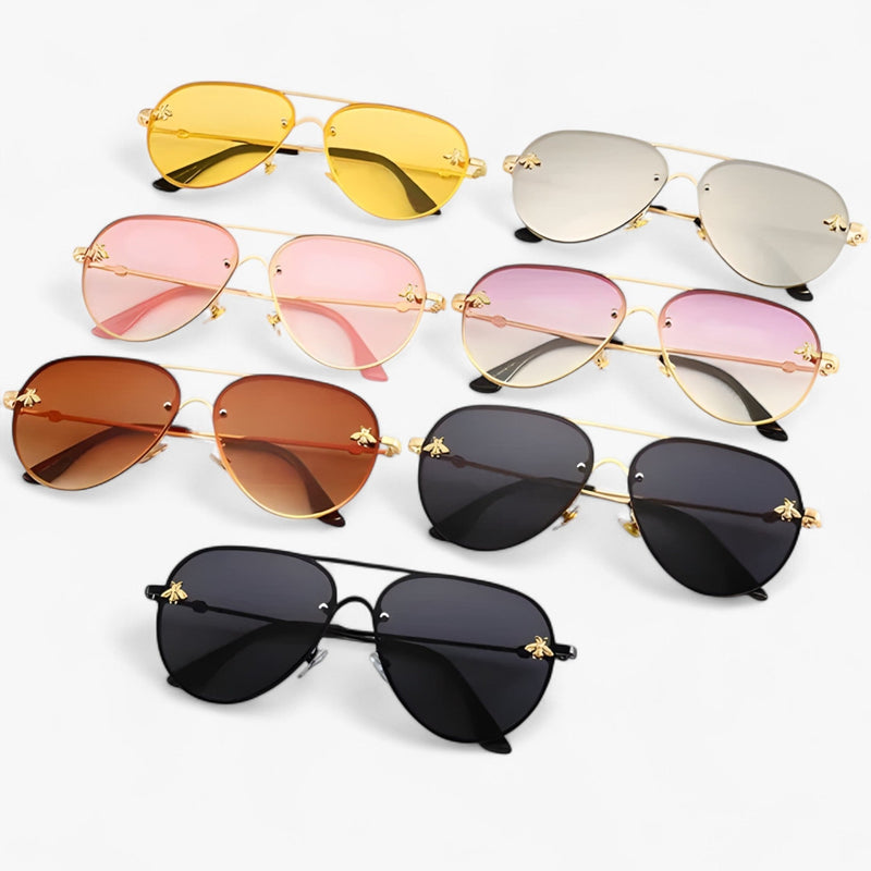 Piloten-Sonnenbrille | Bienen-Detail | Vintage | Unisex | UV-Schutz-Luzern Mode