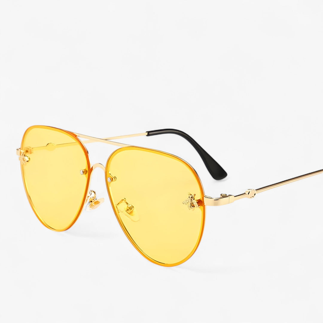 Piloten-Sonnenbrille | Bienen-Detail | Vintage | Unisex | UV-Schutz-Gold Silber-Luzern Mode