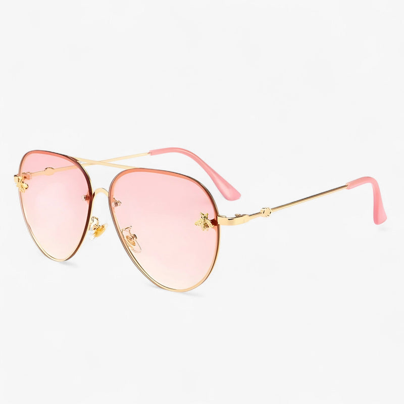 Piloten-Sonnenbrille | Bienen-Detail | Vintage | Unisex | UV-Schutz-Rosegold-Luzern Mode