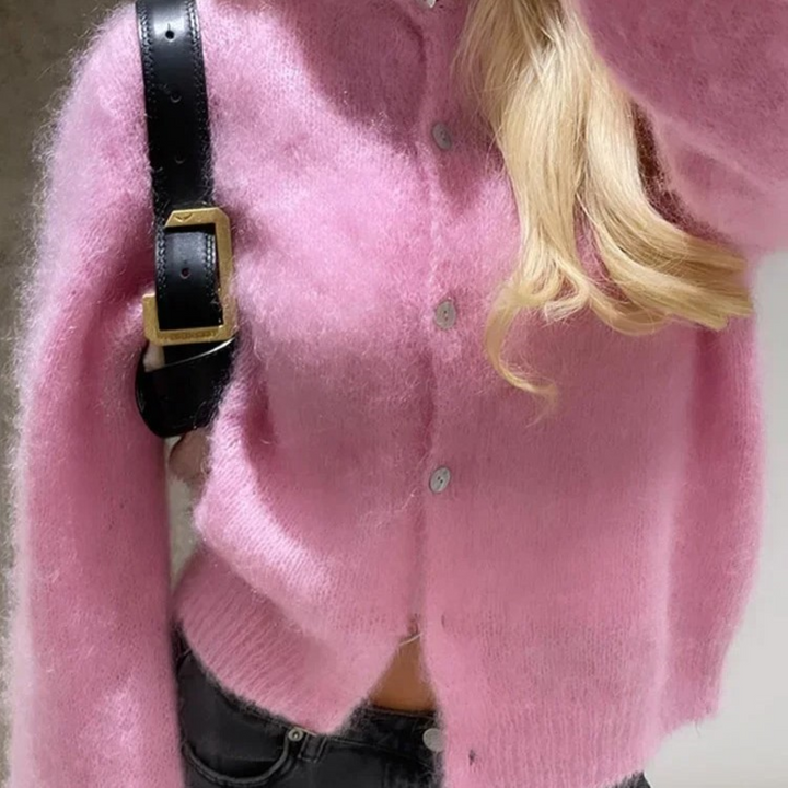 Vintage Plüsch Strickjacke Damen - Kuscheliger Wollpullover-Luzern Mode