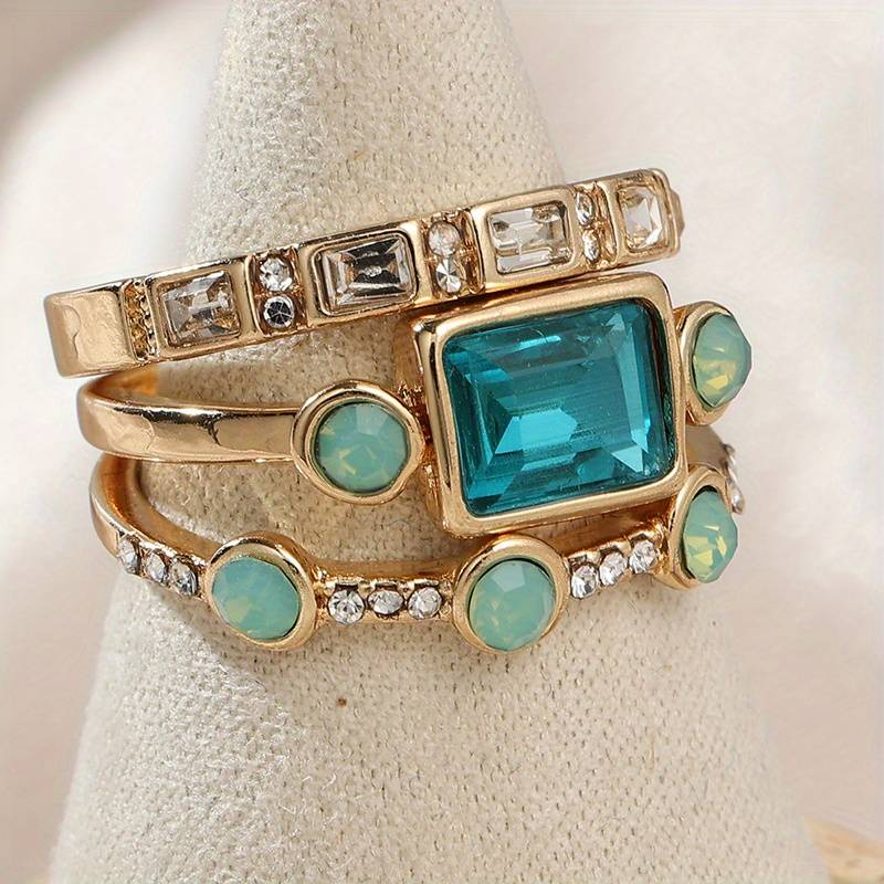 Silberner Ring | Vintage Blauer Kristall Stilvoll Langlebig Einzigartig Trendig-6-Luzern Mode