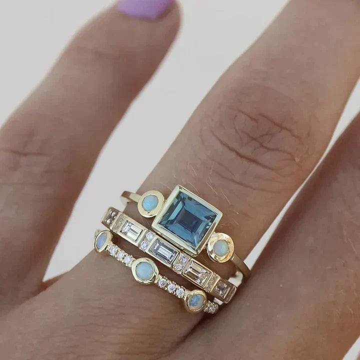 Silberner Ring | Vintage Blauer Kristall Stilvoll Langlebig Einzigartig Trendig-Luzern Mode