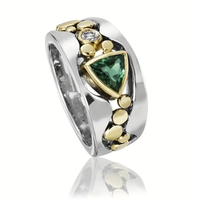 Silberner Ring mit Kristall | Grün Breit Vintage Langlebig Stilvoll-Luzern Mode