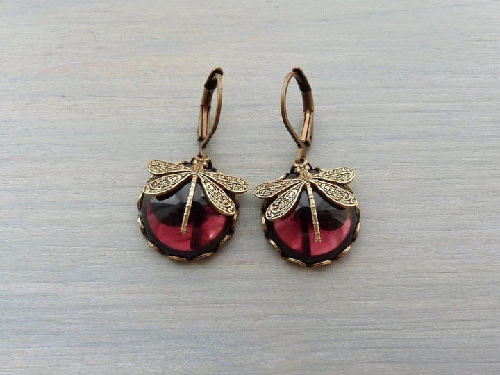 Ohrringe für Damen | Vintage | Schmetterling | Statement | Stilvoll | Geschenk-Dunkelrot-Luzern Mode
