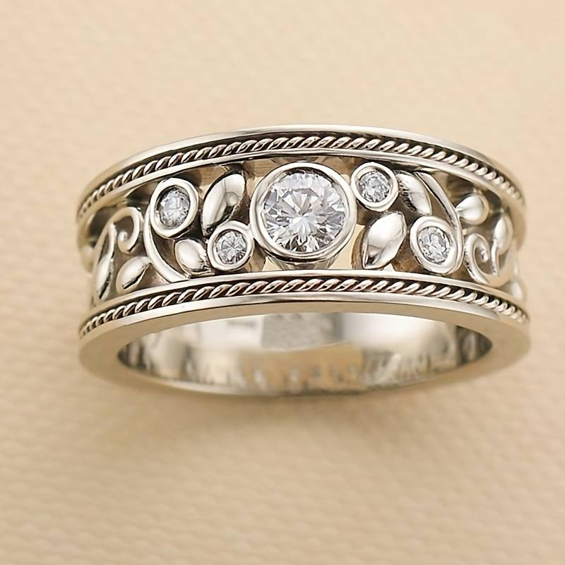 Silberner Ring | Zirkonia Handgefertigt Stilvoll Vintage Langlebig-6-Luzern Mode