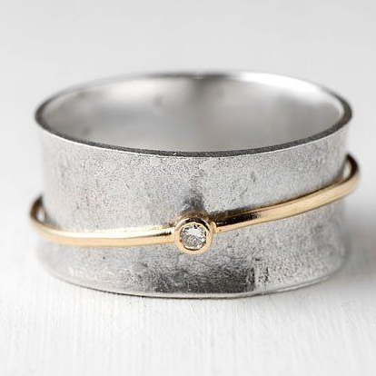 Silberring | Goldene Linien Zirkonia Stilvoll Einzigartig Vintage Vielseitig-6-Luzern Mode