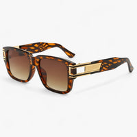 Sonnebrille | Eckig | Retro | Kunststoffrahmen | Unisex | UV400-Leopard Grau-Luzern Mode