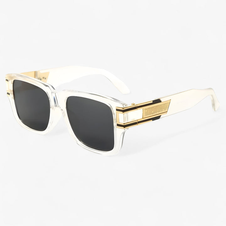 Sonnebrille | Eckig | Retro | Kunststoffrahmen | Unisex | UV400-Weiß Grau-Luzern Mode
