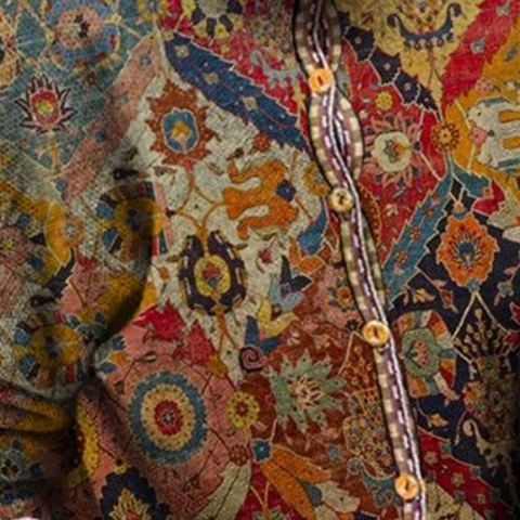 Boho Bluse Damen - Ethno Muster, Langarm, Vintage Look-Luzern Mode