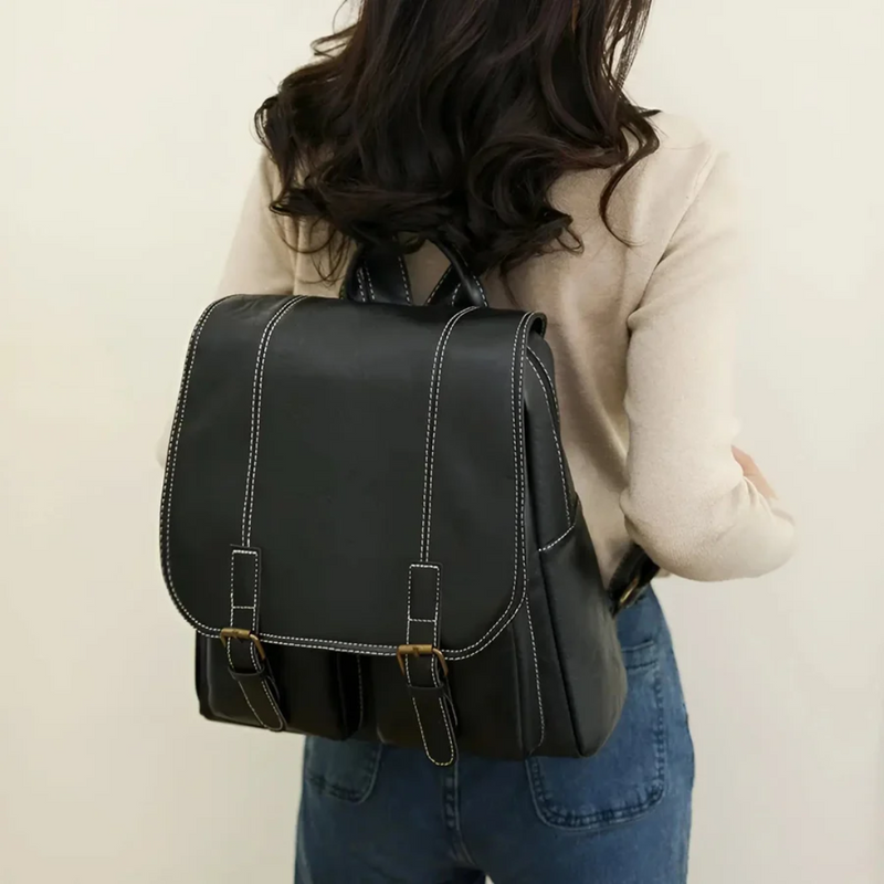 Hochwertiger Lederrucksack für Damen und Herren kaufen-Schwarz-1-Luzern Mode