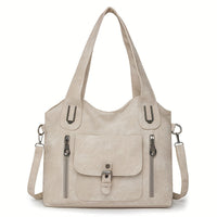 Lernen Damen Schultertasche | Vegan | Verstellbar | Vintage | Retro | Weich-Beige-Luzern Mode