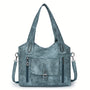 Lernen Damen Schultertasche | Vegan | Verstellbar | Vintage | Retro | Weich-Blau-Luzern Mode